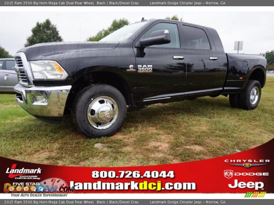 2015 Ram 3500 Big Horn Mega Cab Dual Rear Wheel Black / Black/Diesel Gray Photo #1
