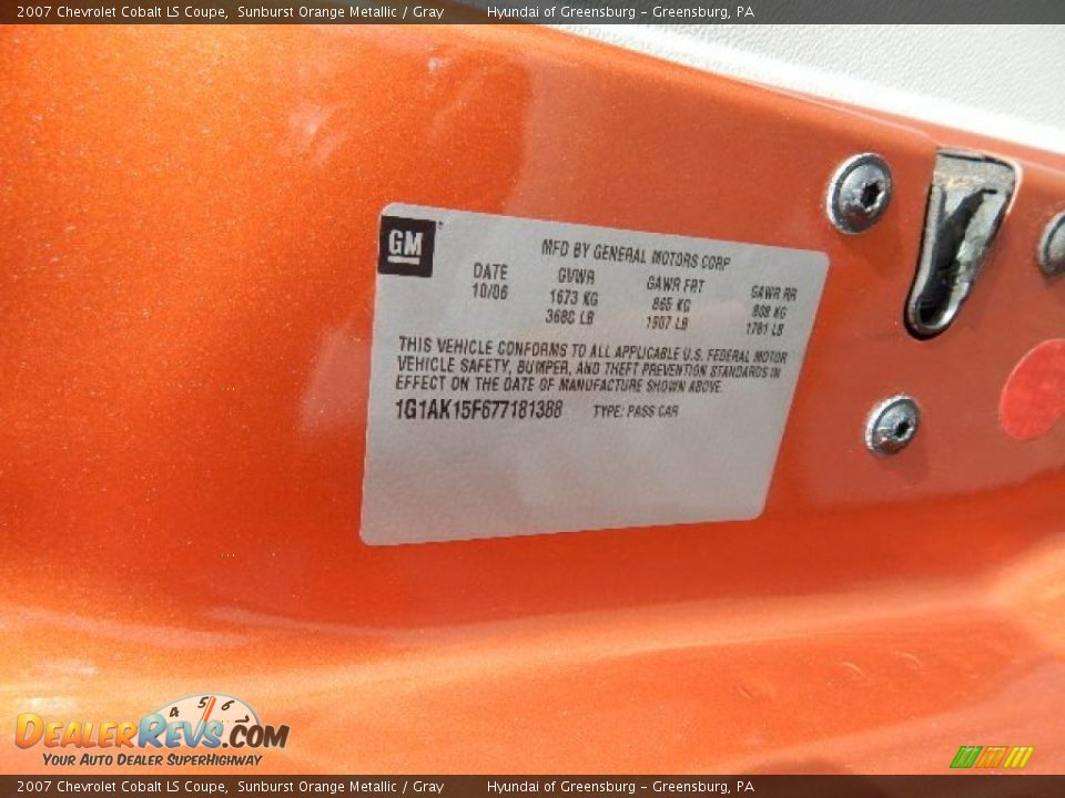 2007 Chevrolet Cobalt LS Coupe Sunburst Orange Metallic / Gray Photo #24
