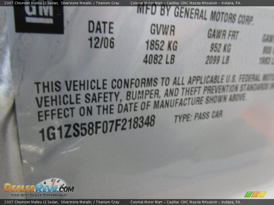 2007 Chevrolet Malibu LS Sedan Silverstone Metallic / Titanium Gray Photo #19
