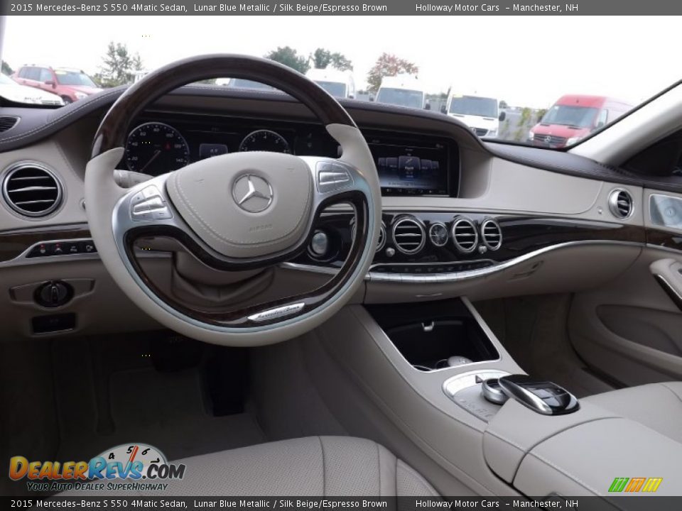 2015 Mercedes-Benz S 550 4Matic Sedan Lunar Blue Metallic / Silk Beige/Espresso Brown Photo #7