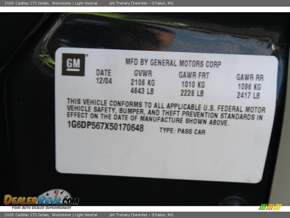 2005 Cadillac CTS Sedan Moonstone / Light Neutral Photo #17