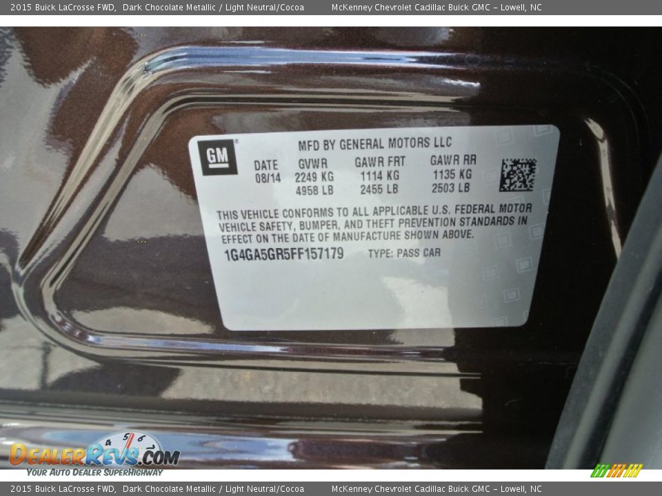 2015 Buick LaCrosse FWD Dark Chocolate Metallic / Light Neutral/Cocoa Photo #7