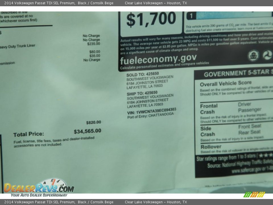 2014 Volkswagen Passat TDI SEL Premium Black / Cornsilk Beige Photo #27