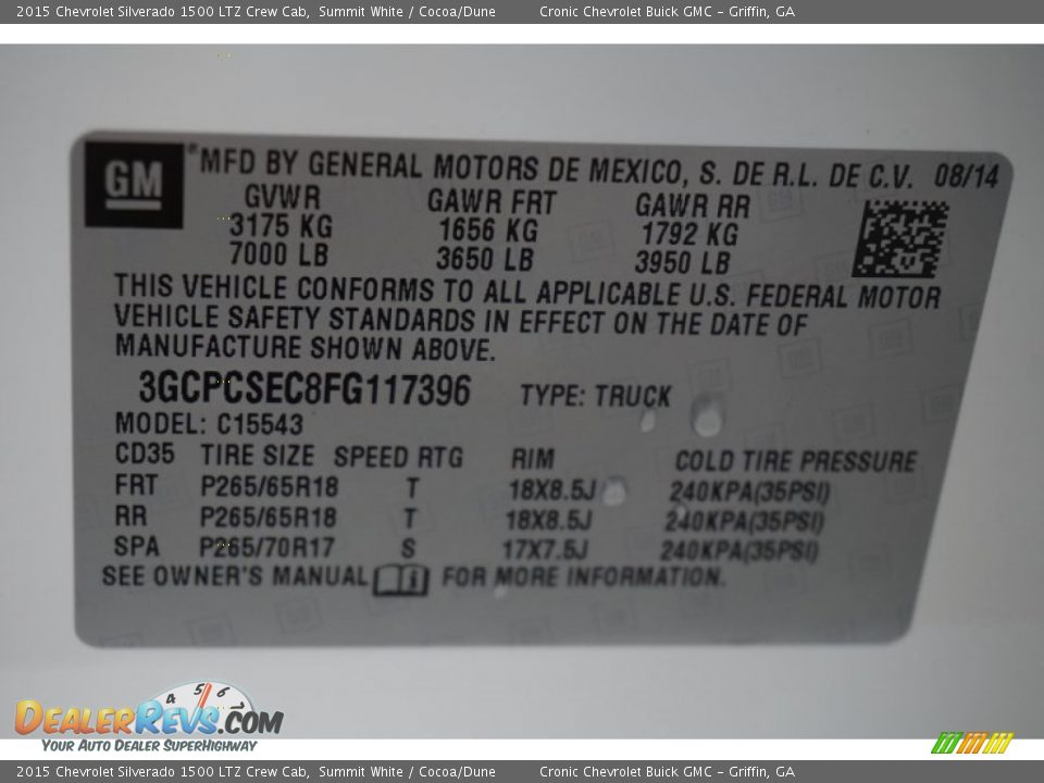 2015 Chevrolet Silverado 1500 LTZ Crew Cab Summit White / Cocoa/Dune Photo #16