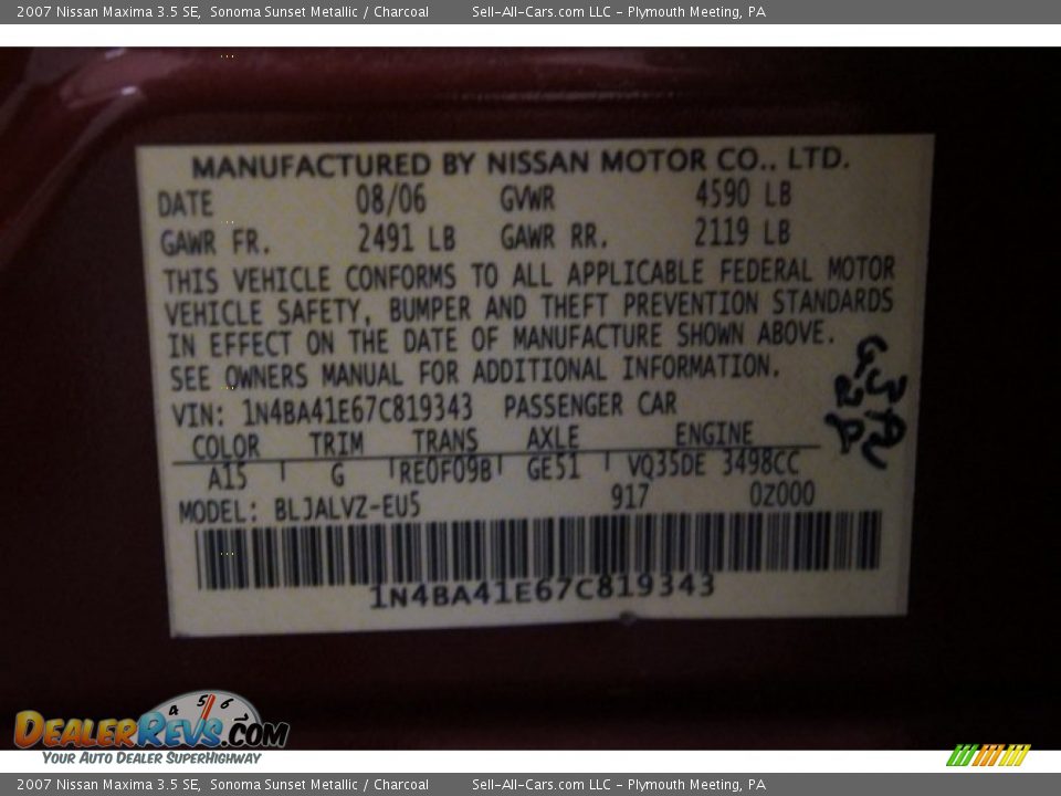 2007 Nissan Maxima 3.5 SE Sonoma Sunset Metallic / Charcoal Photo #14