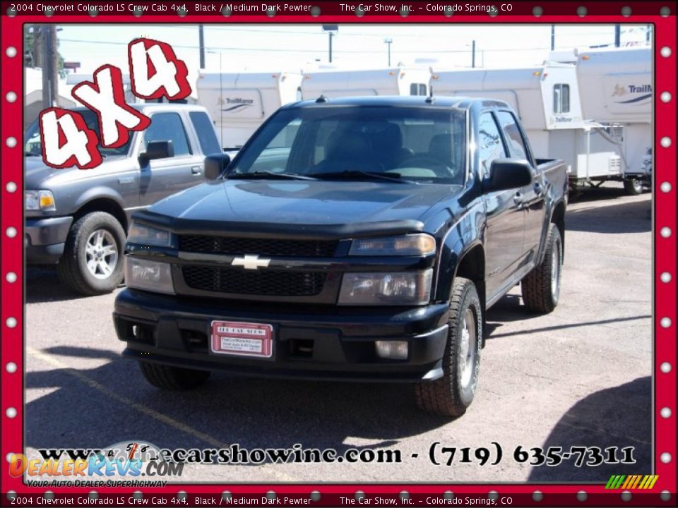 2004 Chevrolet Colorado LS Crew Cab 4x4 Black / Medium Dark Pewter Photo #1