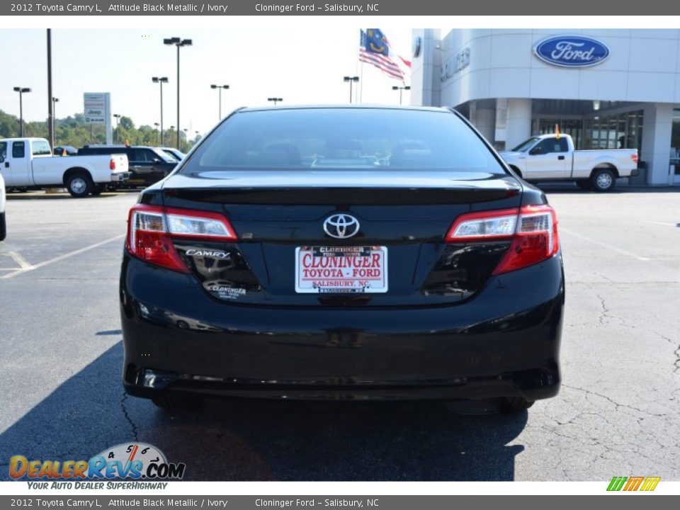 2012 Toyota Camry L Attitude Black Metallic / Ivory Photo #4