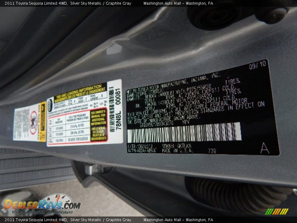 2011 Toyota Sequoia Limited 4WD Silver Sky Metallic / Graphite Gray Photo #19