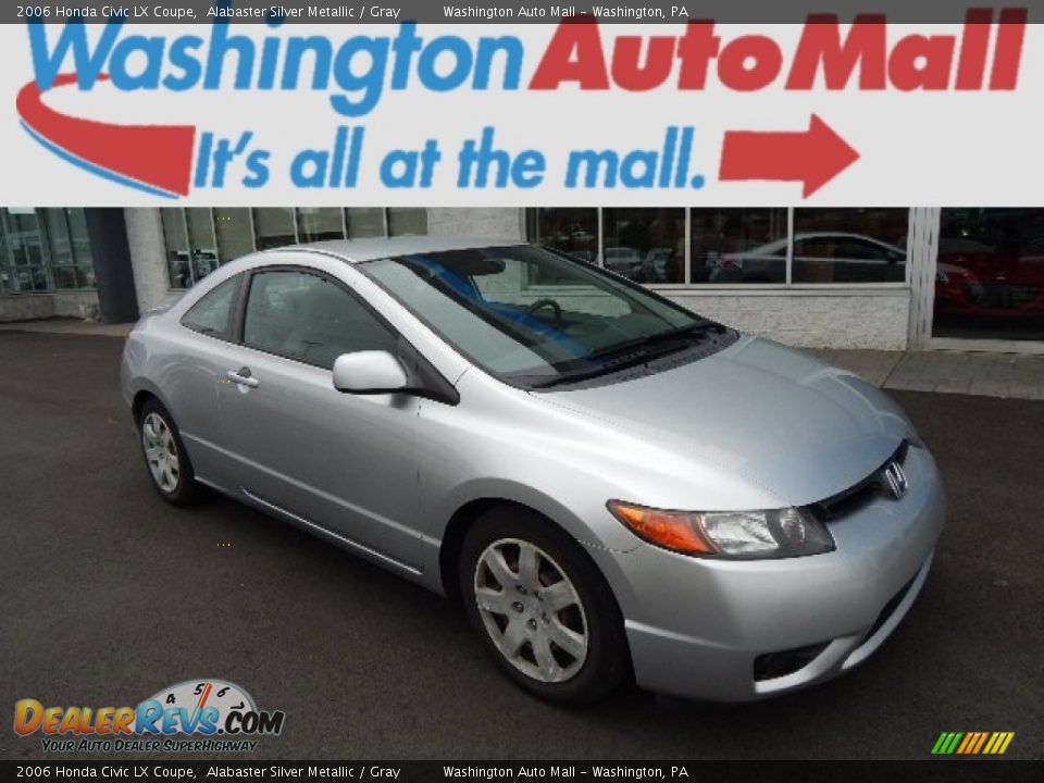 2006 Honda Civic LX Coupe Alabaster Silver Metallic / Gray Photo #1