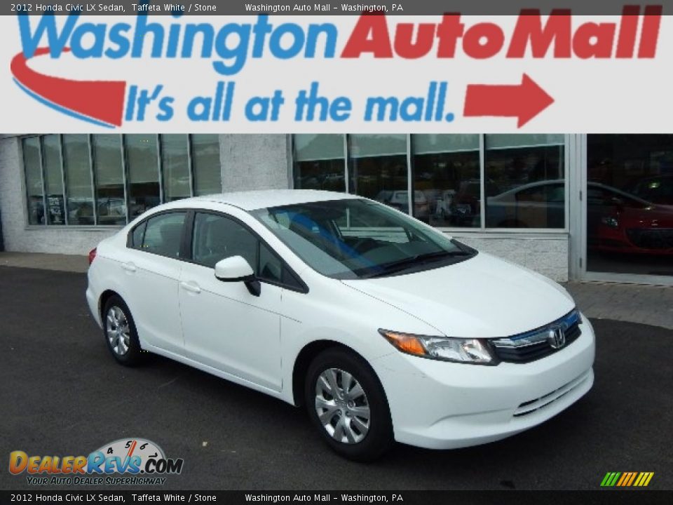 2012 Honda Civic LX Sedan Taffeta White / Stone Photo #1