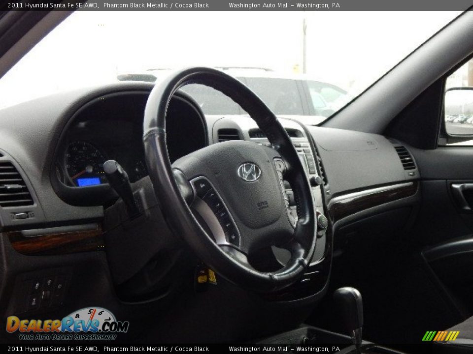 2011 Hyundai Santa Fe SE AWD Phantom Black Metallic / Cocoa Black Photo #10