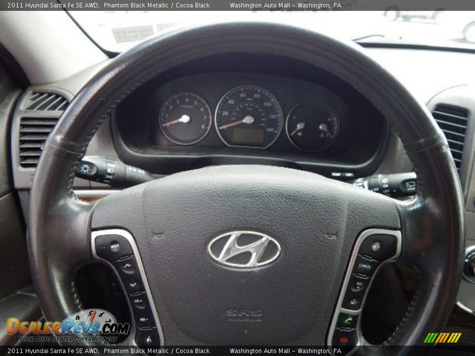 2011 Hyundai Santa Fe SE AWD Phantom Black Metallic / Cocoa Black Photo #15