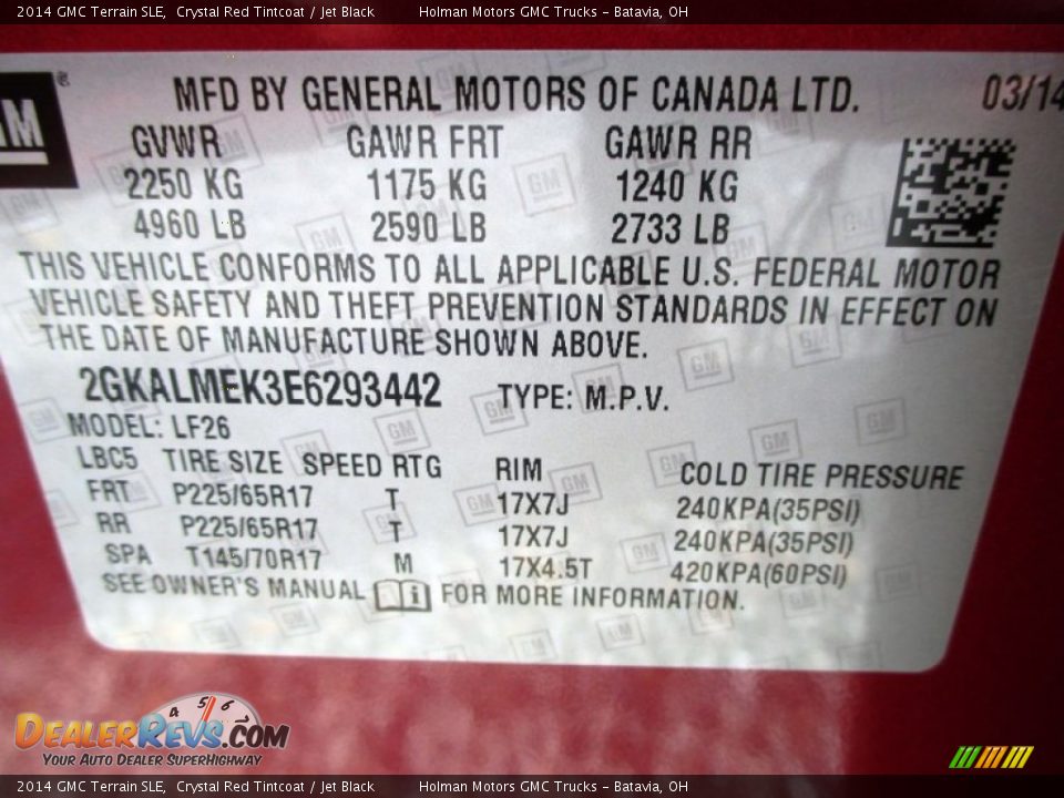 2014 GMC Terrain SLE Crystal Red Tintcoat / Jet Black Photo #5