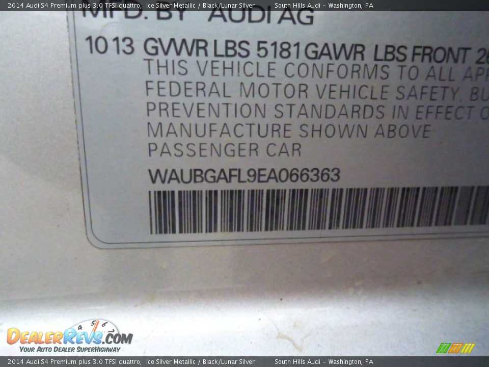 2014 Audi S4 Premium plus 3.0 TFSI quattro Ice Silver Metallic / Black/Lunar Silver Photo #14