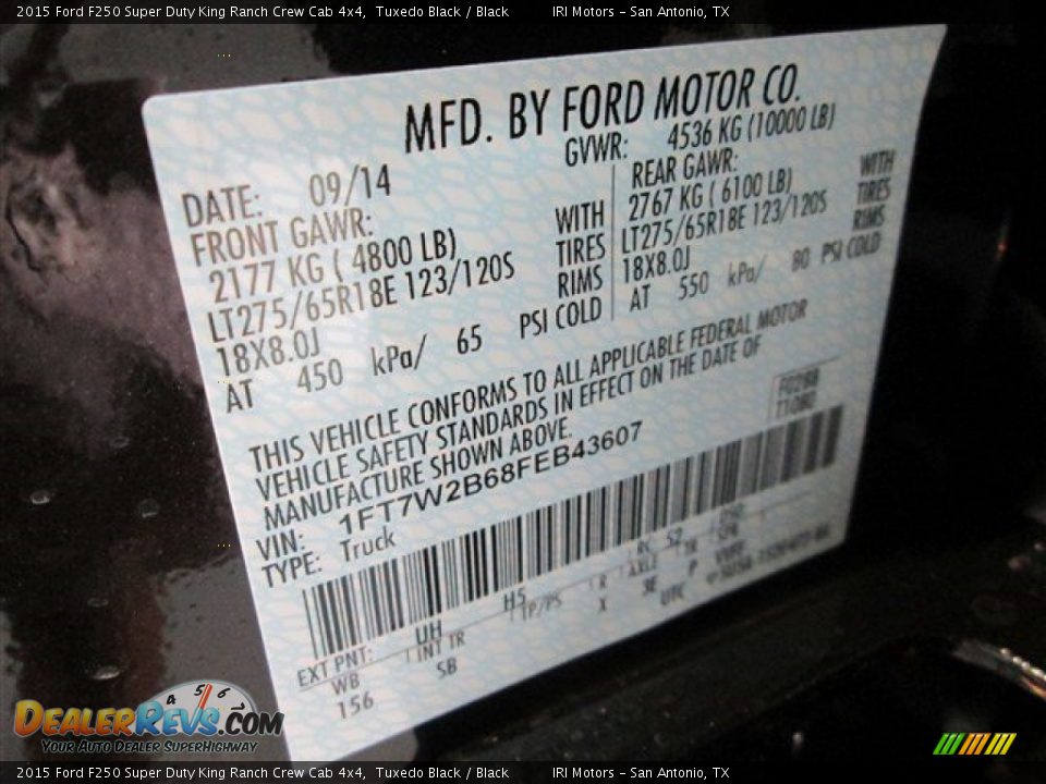 2015 Ford F250 Super Duty King Ranch Crew Cab 4x4 Tuxedo Black / Black Photo #16
