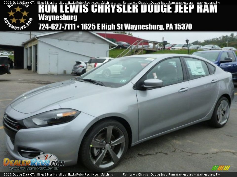 2015 Dodge Dart GT Billet Silver Metallic / Black/Ruby Red Accent Stitching Photo #1