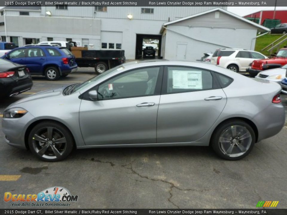 2015 Dodge Dart GT Billet Silver Metallic / Black/Ruby Red Accent Stitching Photo #2