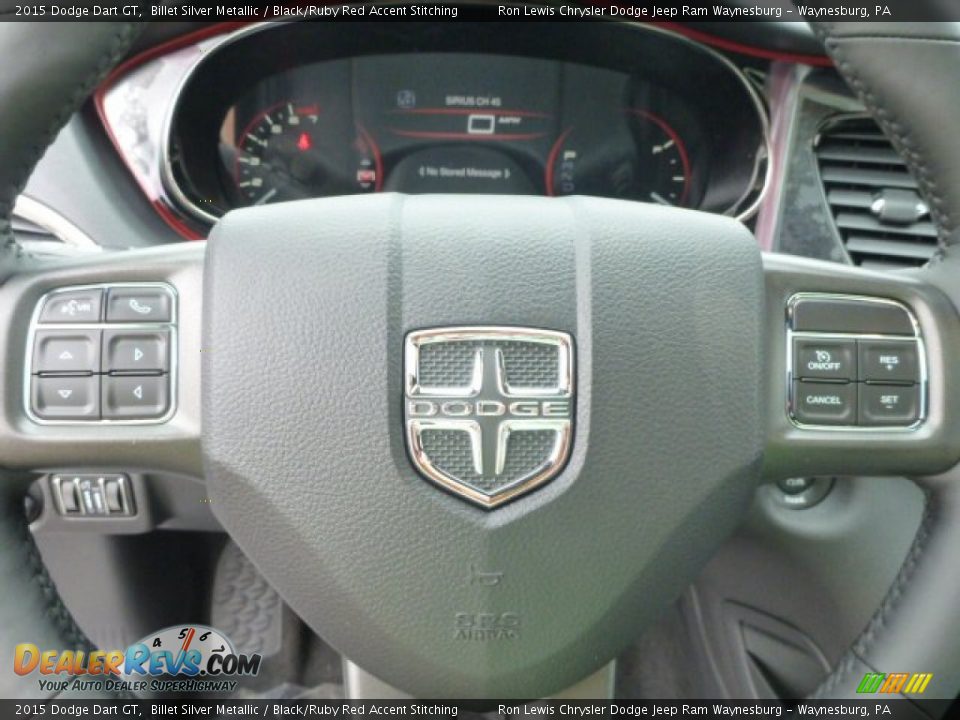 2015 Dodge Dart GT Billet Silver Metallic / Black/Ruby Red Accent Stitching Photo #16