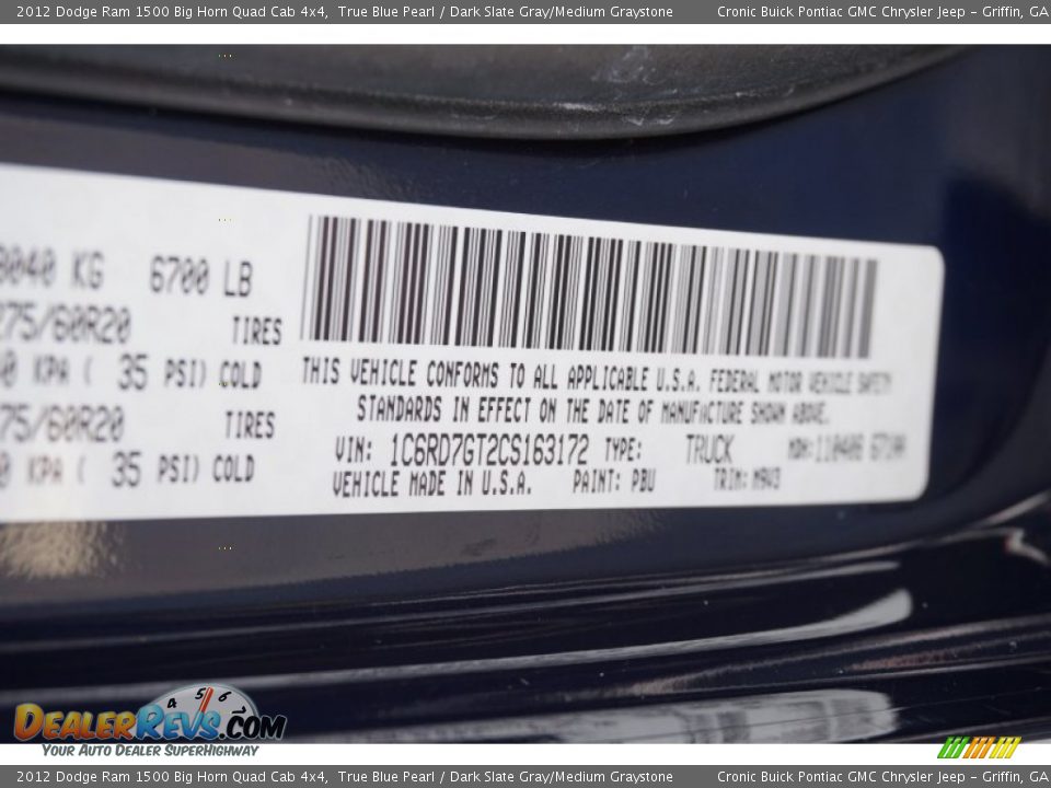 2012 Dodge Ram 1500 Big Horn Quad Cab 4x4 True Blue Pearl / Dark Slate Gray/Medium Graystone Photo #25