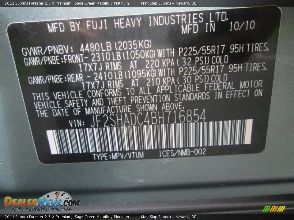 2011 Subaru Forester 2.5 X Premium Sage Green Metallic / Platinum Photo #29