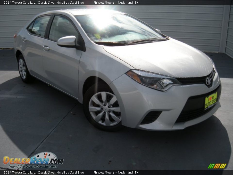 2014 Toyota Corolla L Classic Silver Metallic / Steel Blue Photo #2