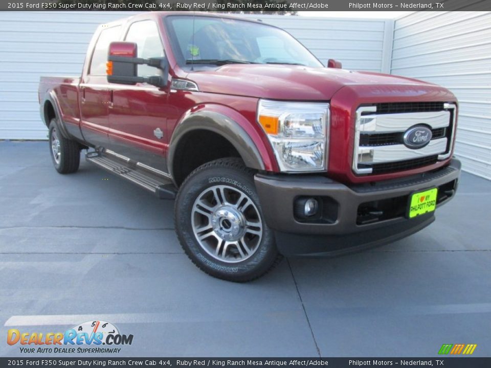 2015 Ford F350 Super Duty King Ranch Crew Cab 4x4 Ruby Red / King Ranch Mesa Antique Affect/Adobe Photo #2