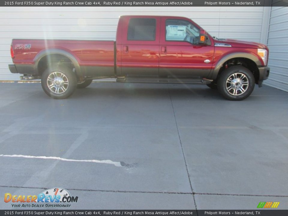 2015 Ford F350 Super Duty King Ranch Crew Cab 4x4 Ruby Red / King Ranch Mesa Antique Affect/Adobe Photo #3