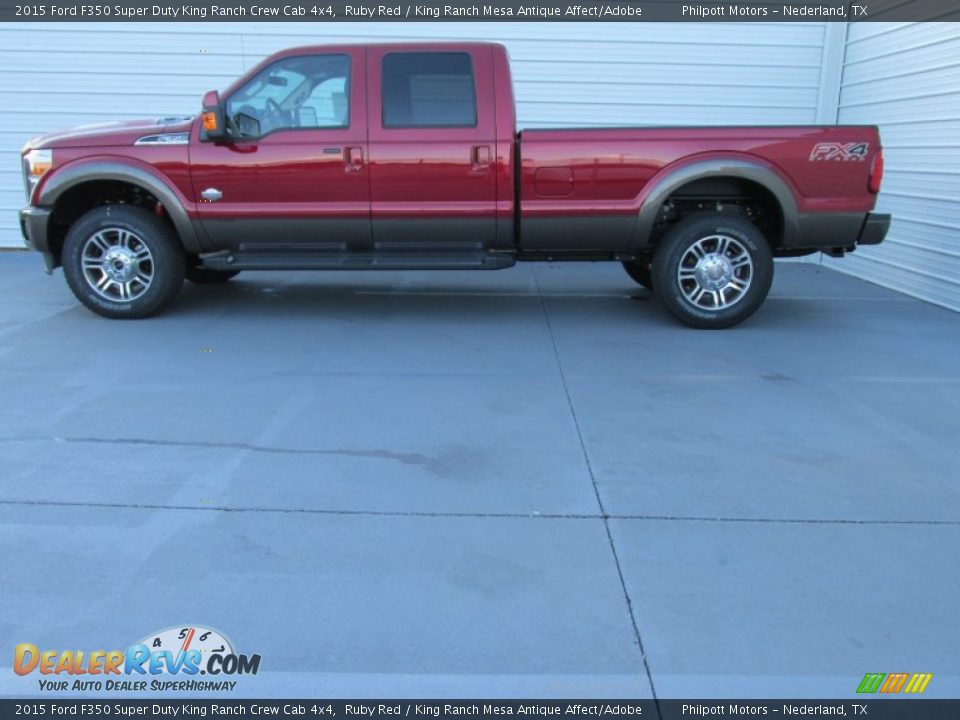 2015 Ford F350 Super Duty King Ranch Crew Cab 4x4 Ruby Red / King Ranch Mesa Antique Affect/Adobe Photo #6
