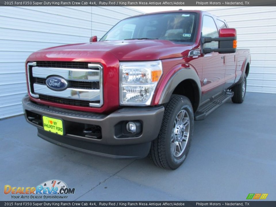 2015 Ford F350 Super Duty King Ranch Crew Cab 4x4 Ruby Red / King Ranch Mesa Antique Affect/Adobe Photo #7