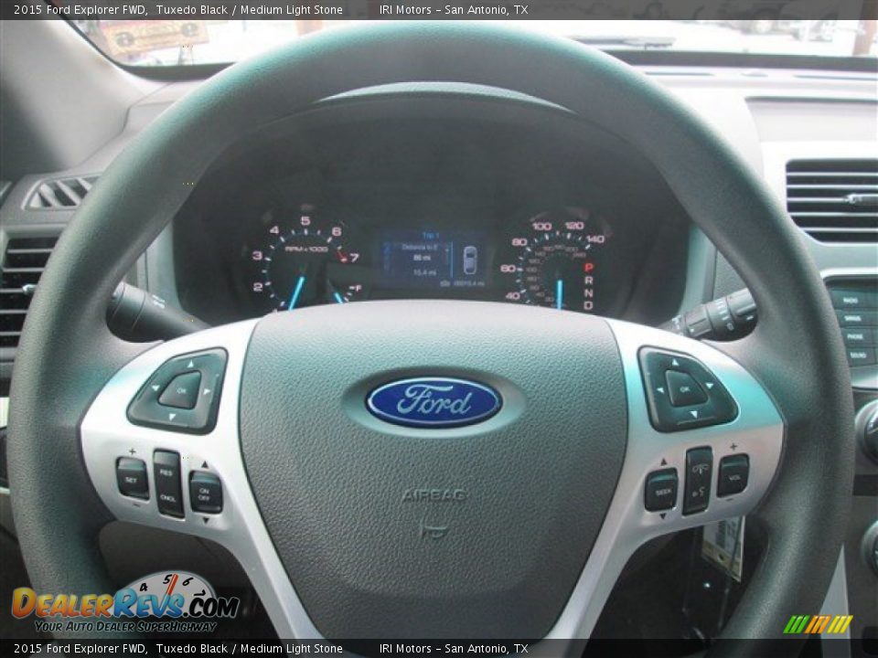 2015 Ford Explorer FWD Tuxedo Black / Medium Light Stone Photo #16