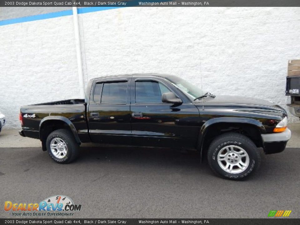 2003 Dodge Dakota Sport Quad Cab 4x4 Black / Dark Slate Gray Photo #2