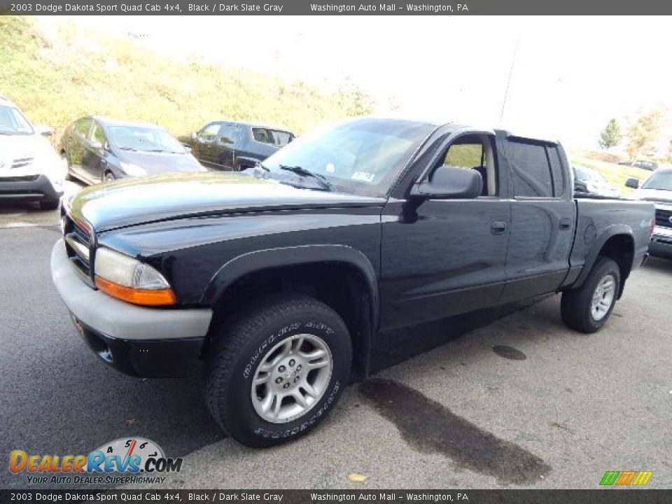 2003 Dodge Dakota Sport Quad Cab 4x4 Black / Dark Slate Gray Photo #6