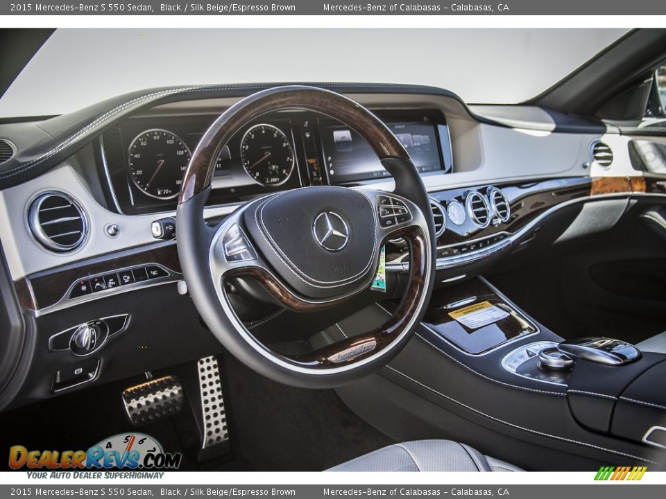 2015 Mercedes-Benz S 550 Sedan Black / Silk Beige/Espresso Brown Photo #5