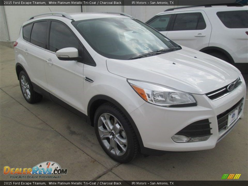 2015 Ford Escape Titanium White Platinum Metallic Tri-Coat / Charcoal Black Photo #9