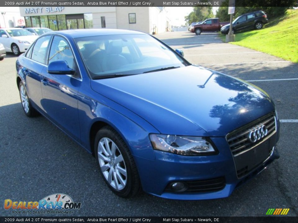 2009 Audi A4 2.0T Premium quattro Sedan Aruba Blue Pearl Effect / Light Grey Photo #4
