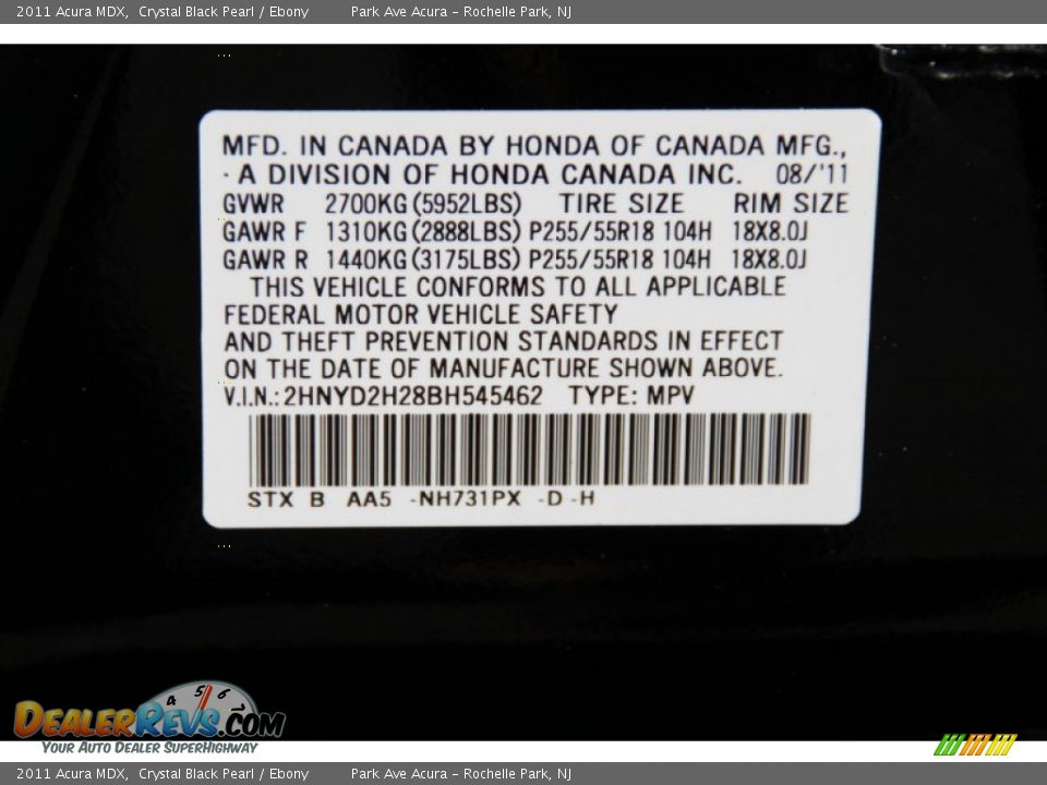 2011 Acura MDX Crystal Black Pearl / Ebony Photo #36