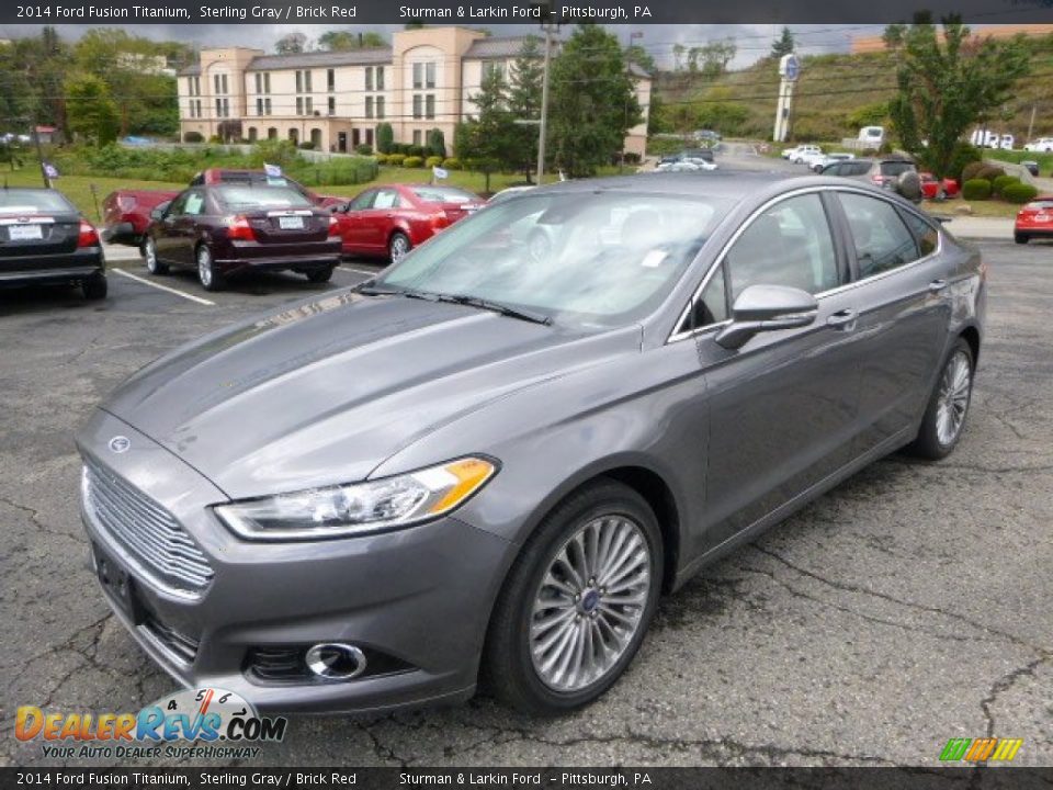 2014 Ford Fusion Titanium Sterling Gray / Brick Red Photo #5