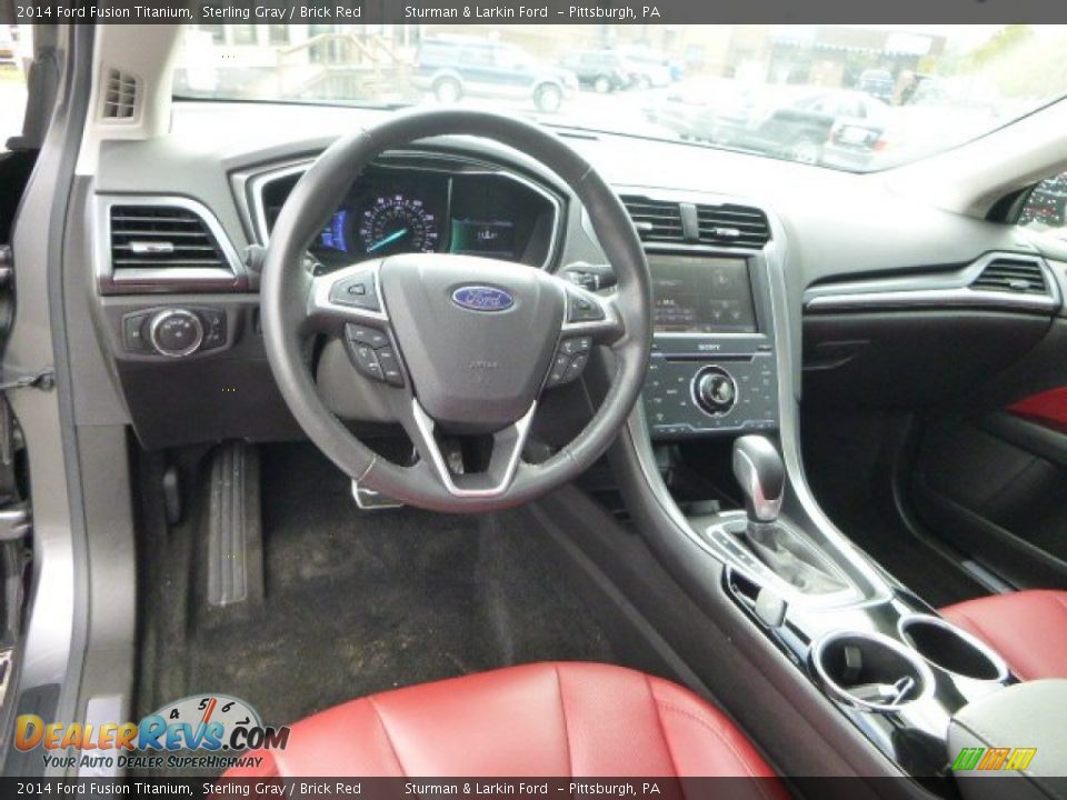 2014 Ford Fusion Titanium Sterling Gray / Brick Red Photo #9