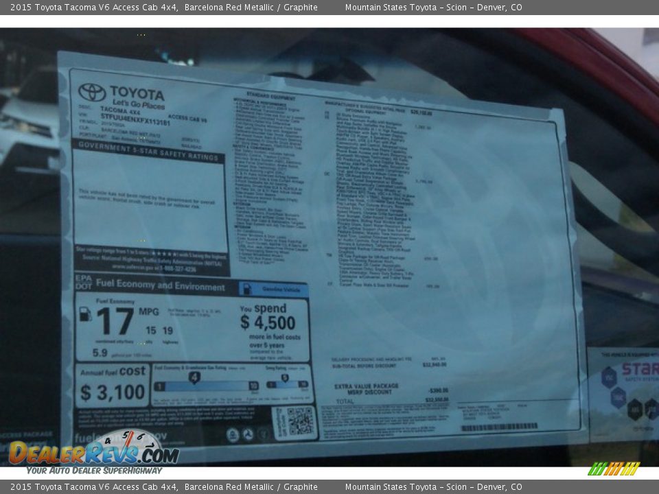 2015 Toyota Tacoma V6 Access Cab 4x4 Barcelona Red Metallic / Graphite Photo #11