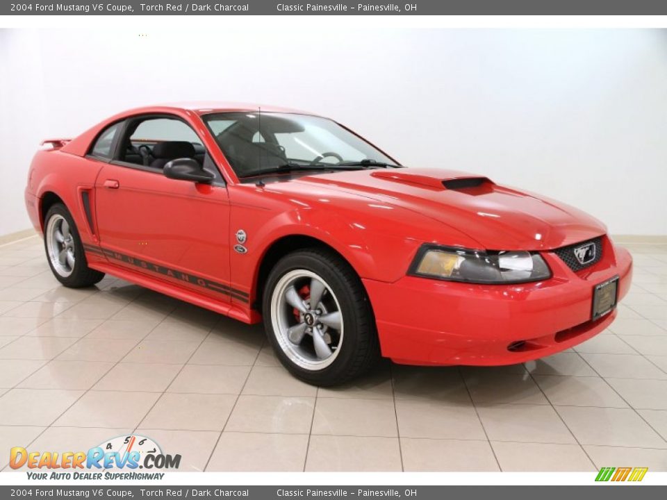 2004 Ford Mustang V6 Coupe Torch Red / Dark Charcoal Photo #1