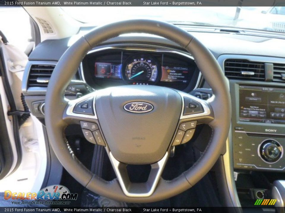 2015 Ford Fusion Titanium AWD Steering Wheel Photo #18