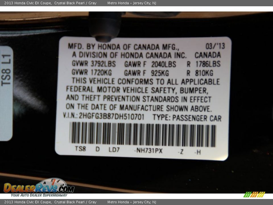 2013 Honda Civic EX Coupe Crystal Black Pearl / Gray Photo #31