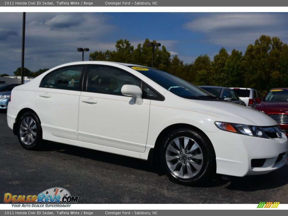 2011 Honda Civic EX Sedan Taffeta White / Beige Photo #1