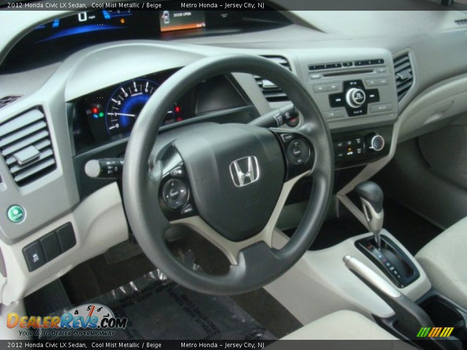 2012 Honda Civic LX Sedan Cool Mist Metallic / Beige Photo #11