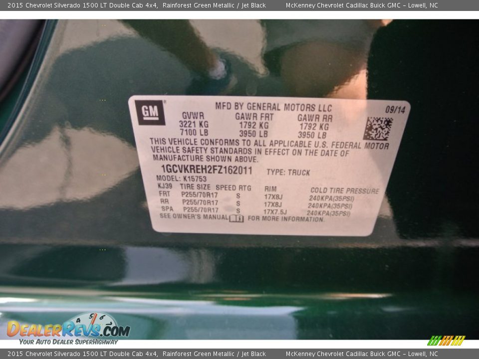 2015 Chevrolet Silverado 1500 LT Double Cab 4x4 Rainforest Green Metallic / Jet Black Photo #7