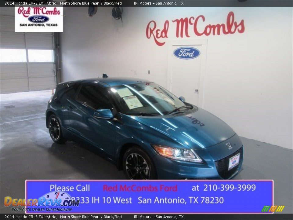 2014 Honda CR-Z EX Hybrid North Shore Blue Pearl / Black/Red Photo #1