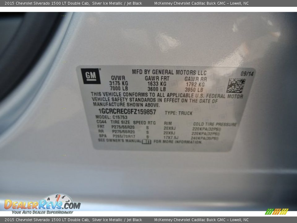 2015 Chevrolet Silverado 1500 LT Double Cab Silver Ice Metallic / Jet Black Photo #7