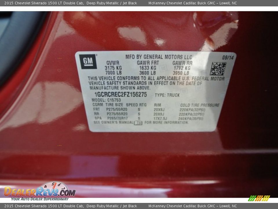 2015 Chevrolet Silverado 1500 LT Double Cab Deep Ruby Metallic / Jet Black Photo #7