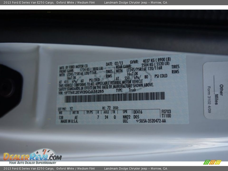2013 Ford E Series Van E250 Cargo Oxford White / Medium Flint Photo #28
