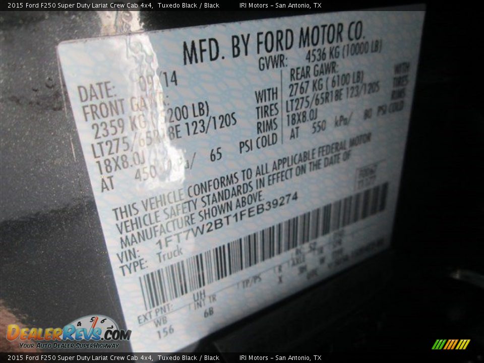 2015 Ford F250 Super Duty Lariat Crew Cab 4x4 Tuxedo Black / Black Photo #13